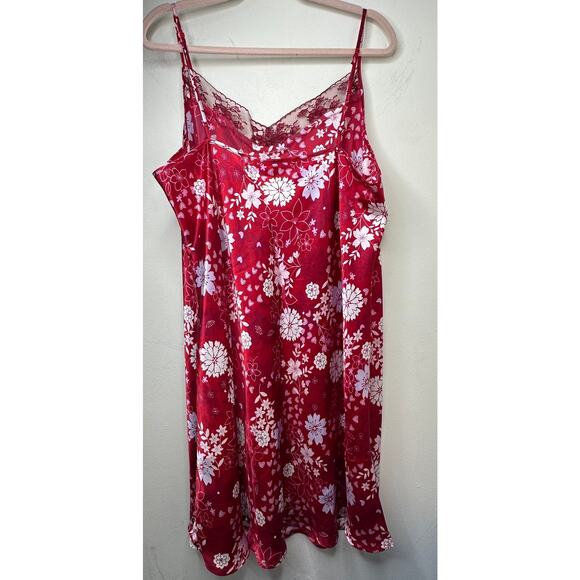 2X Victorias Secret PINK Red Satin Floral Heart Slip Dress Coquette Romantic Y2K - Picture 6 of 6